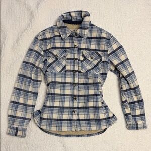 Plaid Teddy Jacket - Blue and Cream